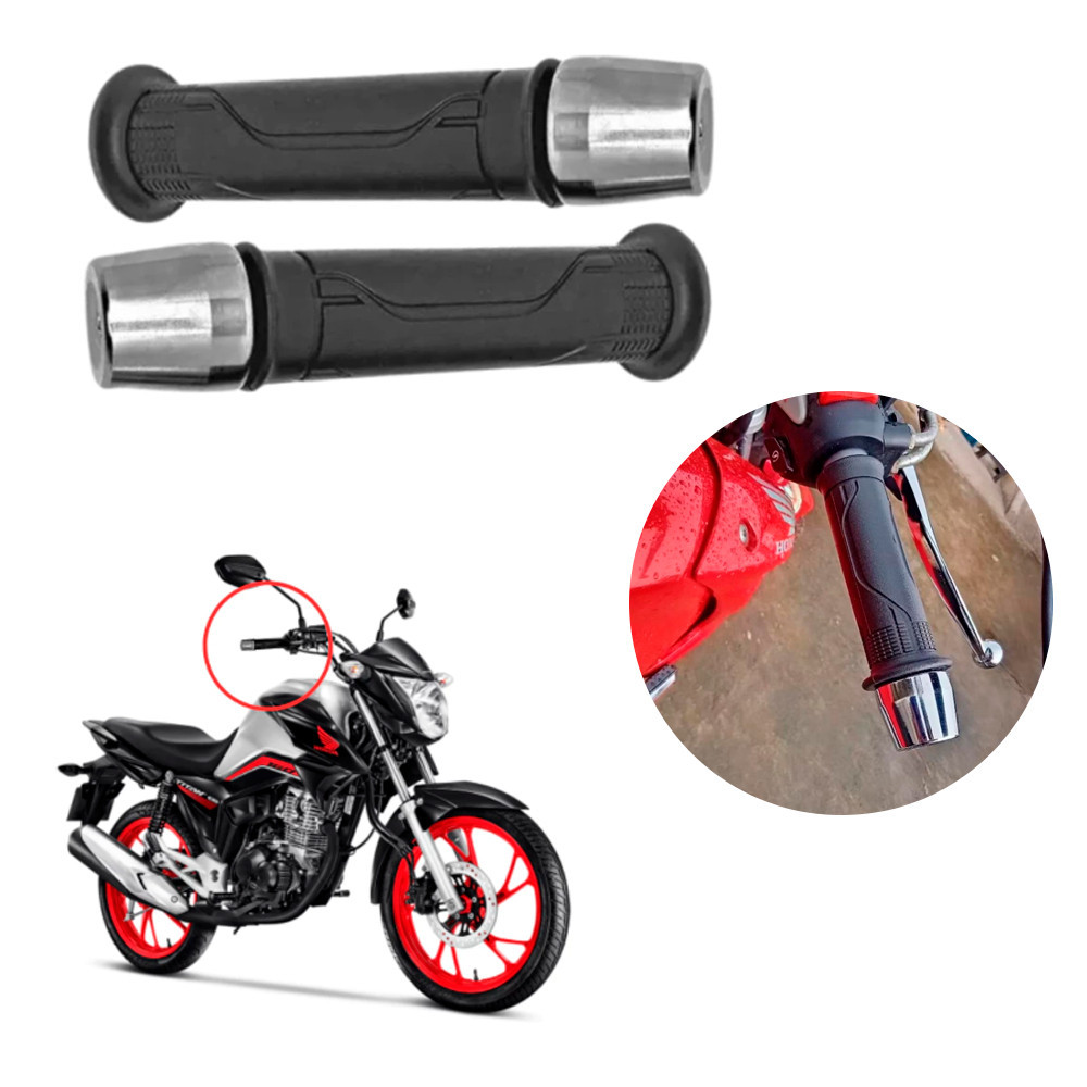 Par Manopla Cargo Vazada + Peso de Guidão Universal Polido PCX CG Fan Cargo Start 125 150 160 em Oferta na Shopee