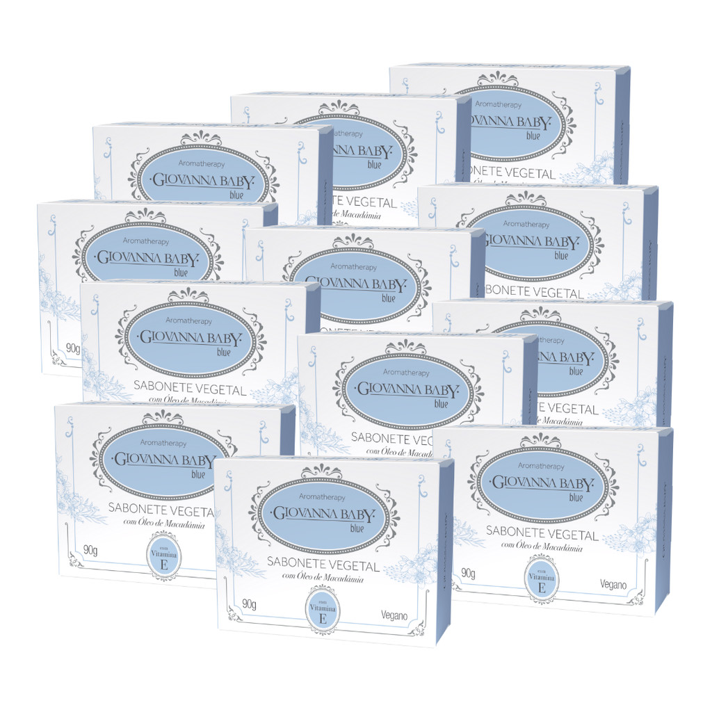 Kit 12unid Sabonete Vegetal Giovanna Baby Blue 90g