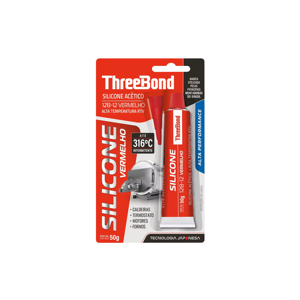 Silicone Acético Vermelho 50g Alta Temp Three Bond