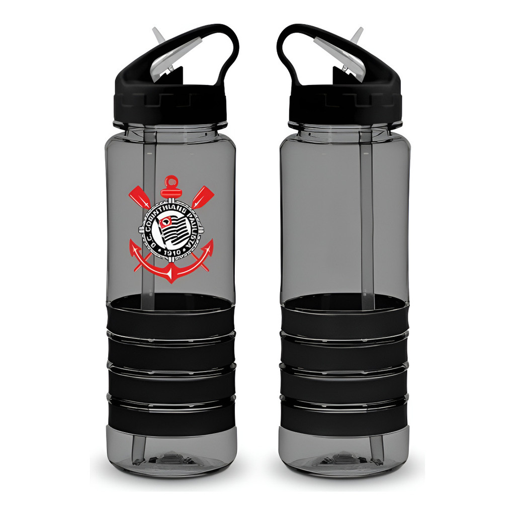 Garrafa De Plástico Corinthians Oficia Canudo Retrátil 750ml