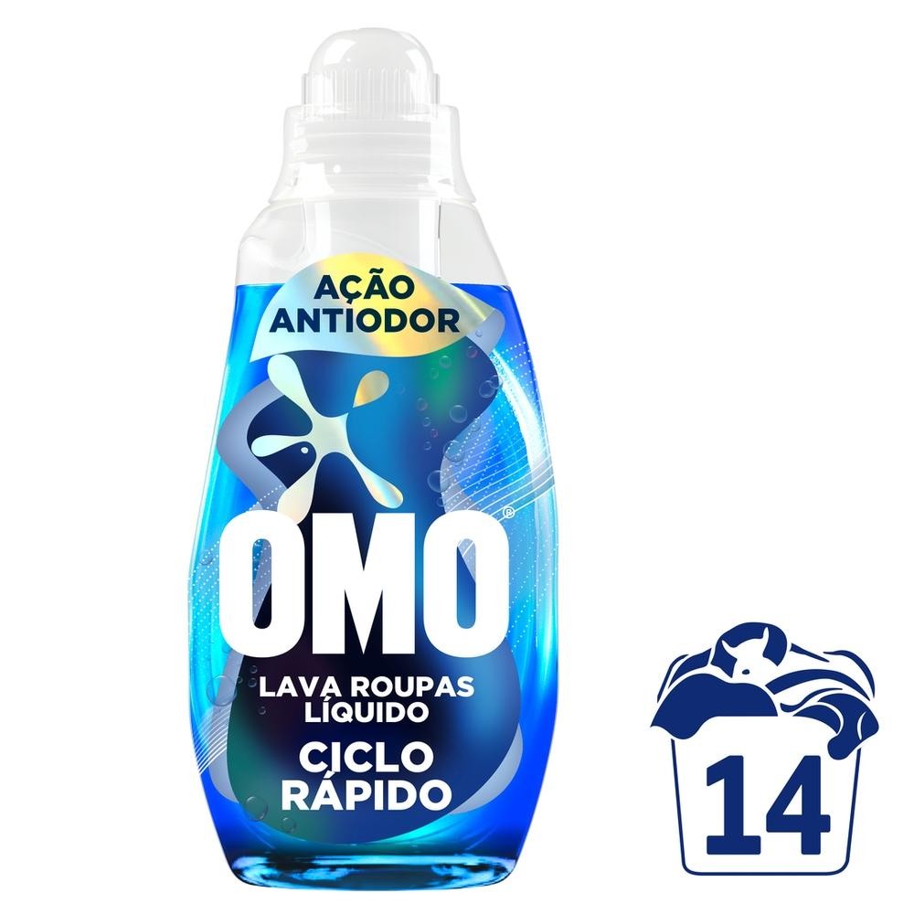Lava-Roupas Líquido Omo Ciclo Rápido Ação Antiodor Frasco 750ml em Oferta na Shopee