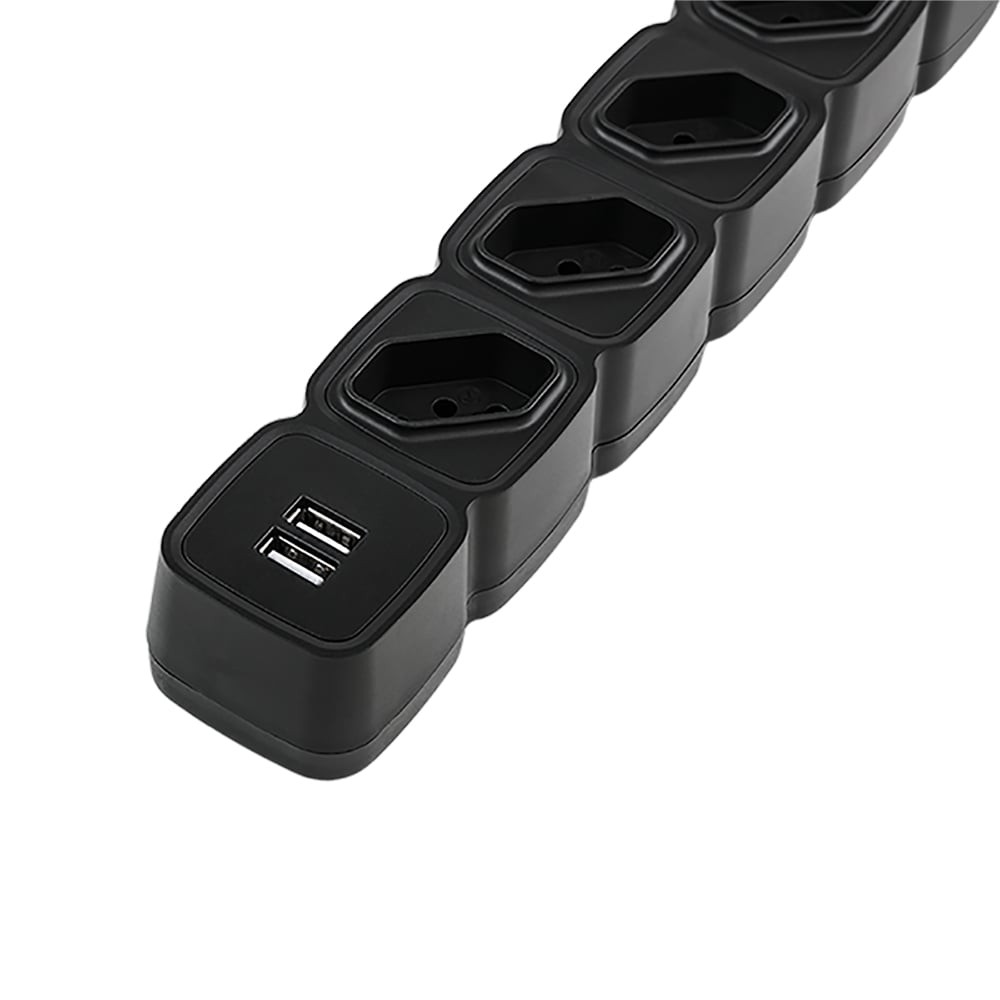 Protetor Eletrônico c/ 4 Tomadas e 2 USB Intelbras EPE 204 USB PT em Oferta na Shopee