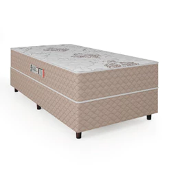Cama Box Solteiro Conjugada Ortopédico Alpha Espuma 88x188x52cm Bege / Branco Hellen