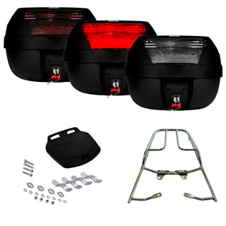 Suporte Bagageiro Tubo Titan Fan Start + Baú Bauleto 28L Pro Tork Para Moto em Oferta na Shopee