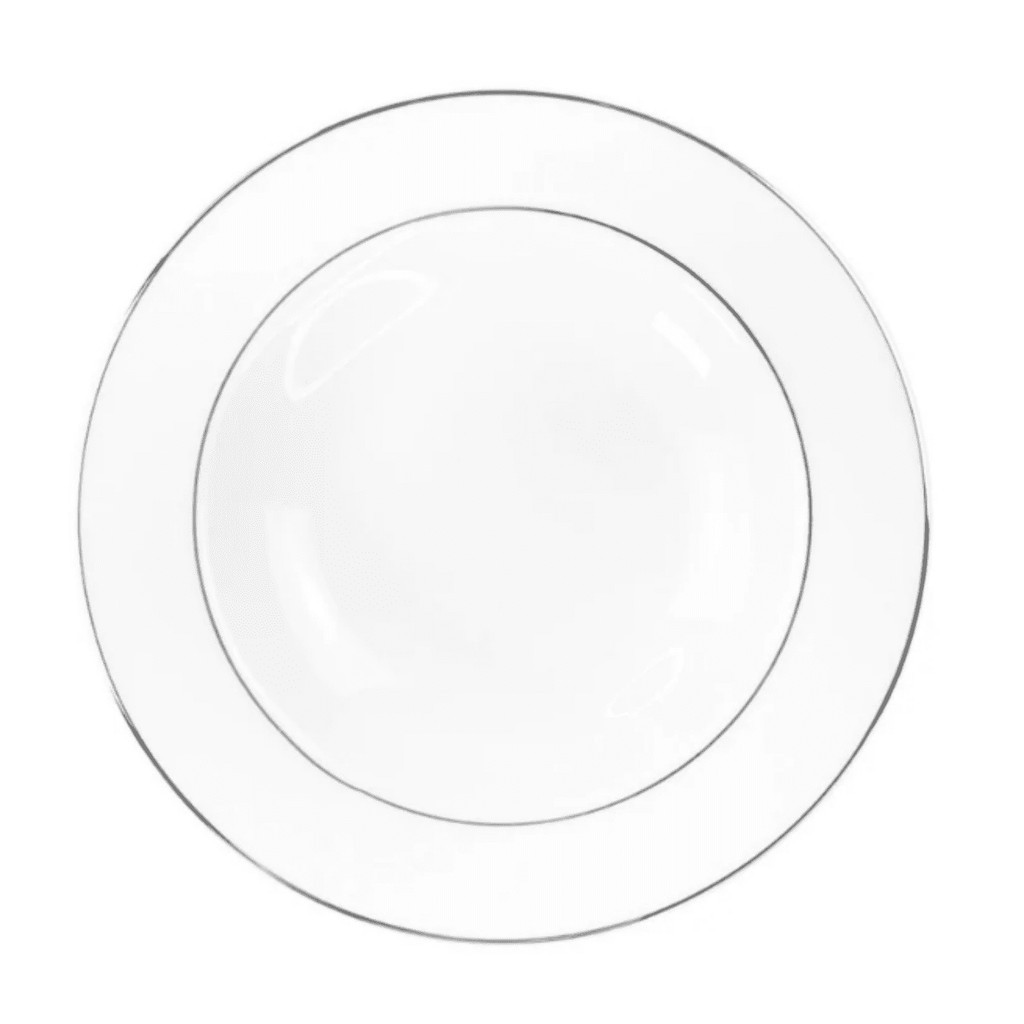 Prato Fundo Porcelana Luxo Borda Prata 20,5cm Majesty Silver Mesa Posta em Oferta na Shopee