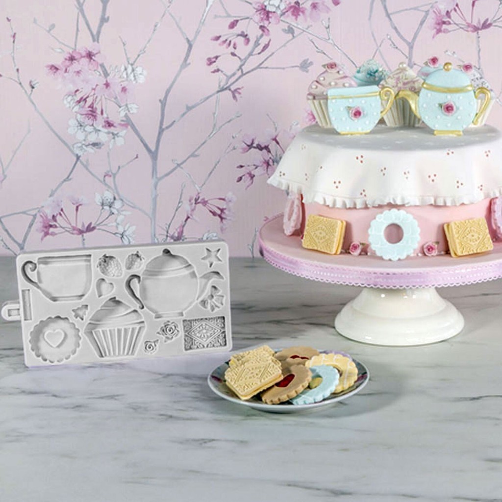 Molde de silicone Café / Cupcake / Bolacha / morango / Bule / Estrela / Rosa / cha da tarde