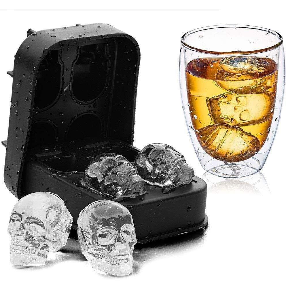 Forma de Gelo Silicone Caveira Forminha 3D Festas Drinks Whisky Vodka Bartender