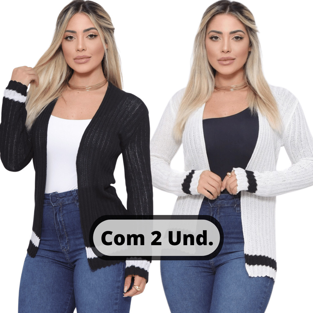 Casaquinho Feminino Kit com 2 Unidades Trico Blusa Dia a Dia Coringa em Oferta na Shopee