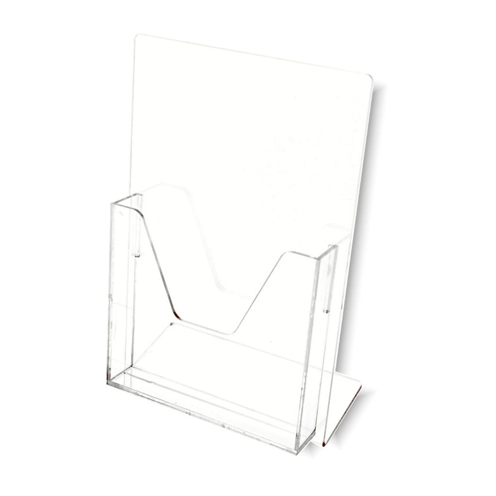 Display de Mesa em Acrílico A5 Suporte Expositor Vertical Prático Porta Folder Folheto e Panfleto