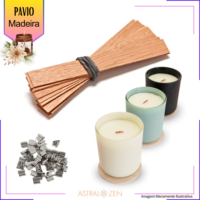 Pavio Para Vela Votiva B1015 Vela Lamparina C1025 Pavio Mágico e Pavio de Madeira Kit C/ 100 e C/1000 Unds