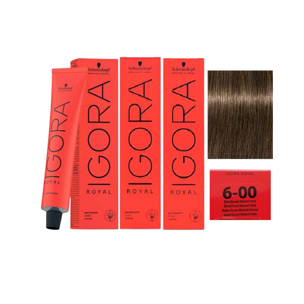 Kit 3 Un Coloração 6-00 Loiro Escuro Natural Extra Igora Royal