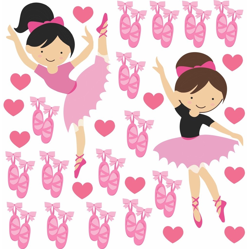 Adesivo Decoração Quarto Infantil Princesa Bailarina Sapatilha Rosa Menina Baby Teen DCM