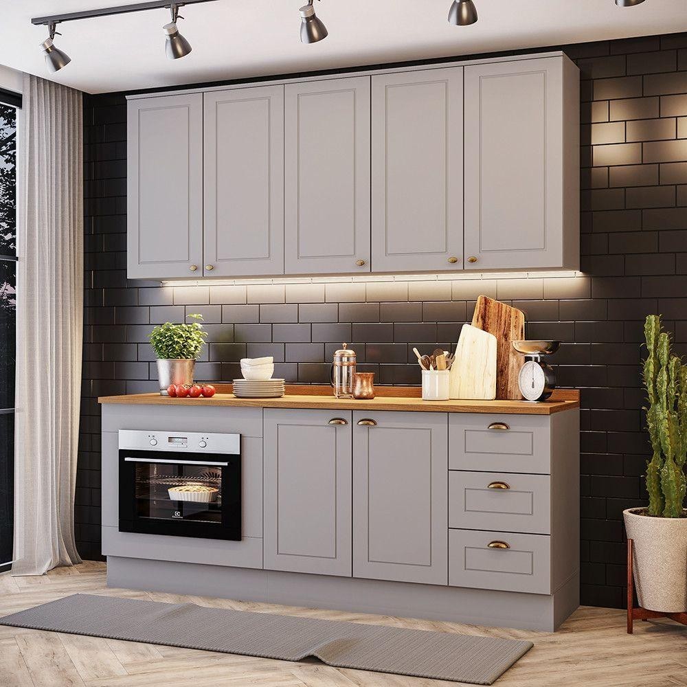 Cozinha Compacta Com Módulo Forno De Embutir Amy Casa 812 Cinza em Oferta na Shopee