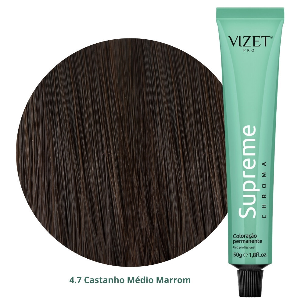 Coloração Supreme Chroma 4.7 Castanho Médio Marrom 50gr Vizet