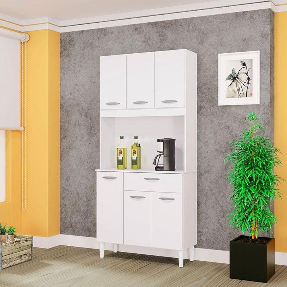 Cozinha Ambiente Kit Cassia 6 Portas Branco - Poquema em Oferta na Shopee