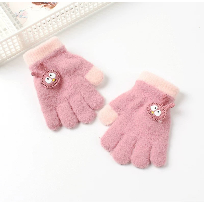 Luvas Quentes De Inverno Infantil Unissex Par De Luva Macia Pelinho Estampa De Coelho 3D 2-5 Anos