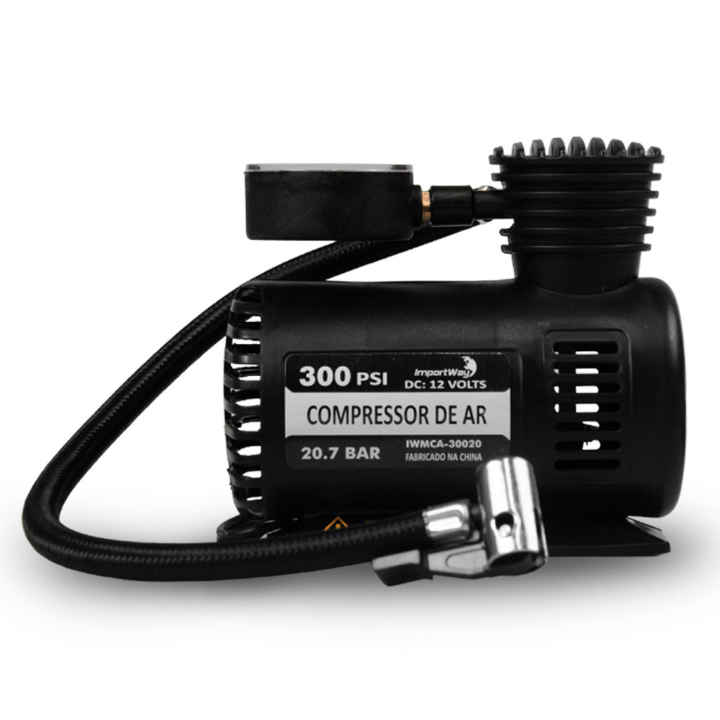Mini Compressor Ar 300psi 12v 3 Bicos Adaptadores Para Pneu Carro Moto Bicicleta