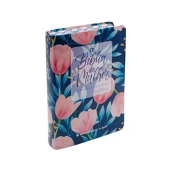Bíblia de Estudo da Mulher | NAA | Leitura Devocional Estudo | Tulipa Azul