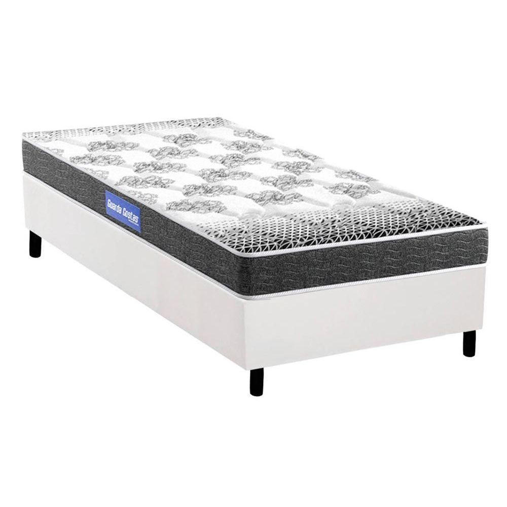 Conjunto Box Solteiro: Colchão Espuma Probel Guarda Costas Resistente + Base CRC Courano White(88x188)