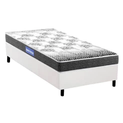 Conjunto Box Solteiro: Colchão Espuma Probel Guarda Costas Resistente + Base CRC Courano White(88x188)