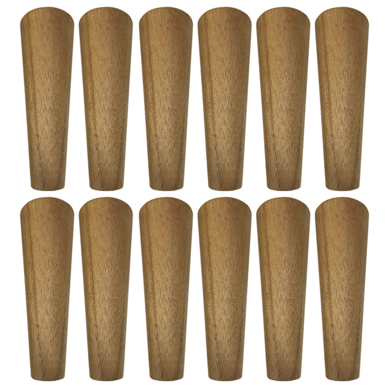 Kit 12 Pés De 15 Cm Cônico Retrô Para Móveis Pé Palito - Com Kit de Chapas Para Inclinar
