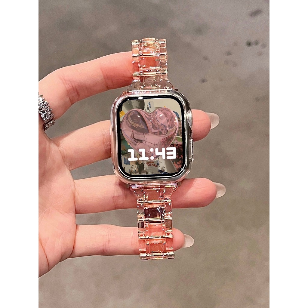 Faixa Transparente A Laser Da Moda Para Relógio-pple 9 8 7 41mm 45mm 38mm 40mm 42mm 44mm Ultra 49mm Pulseira Feminina Rainbow Strap IWatch Série 6 5 4 3 2 1 SE