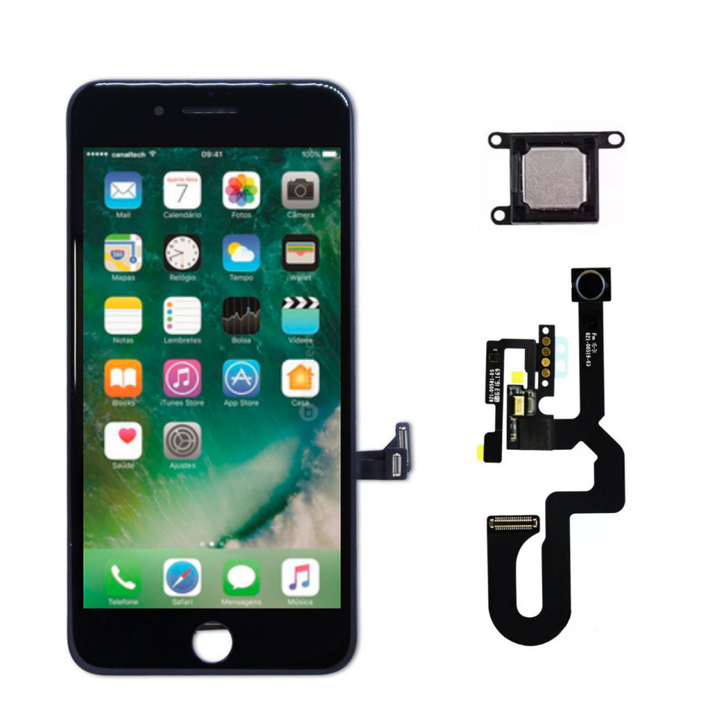 Tela Display Lcd Touch Para Iphone 7 Plus + Câmera Frontal + Alto Falante
