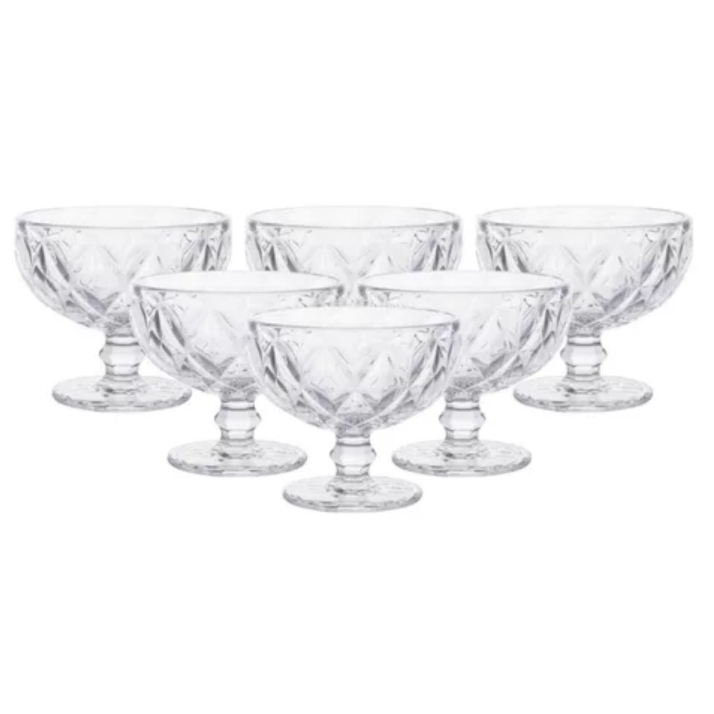 Conjunto 6 Taças De Sobremesa 380ml Diamond Açai Sorvete Doce Buffet Festa Design Elegante Luxo