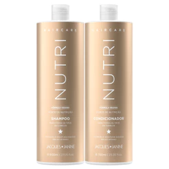 Jacques Janine Hair Care Nutri Shampoo Sem Sal 800ml e Condicionador Leave-in 750ml Nutrição Brilho