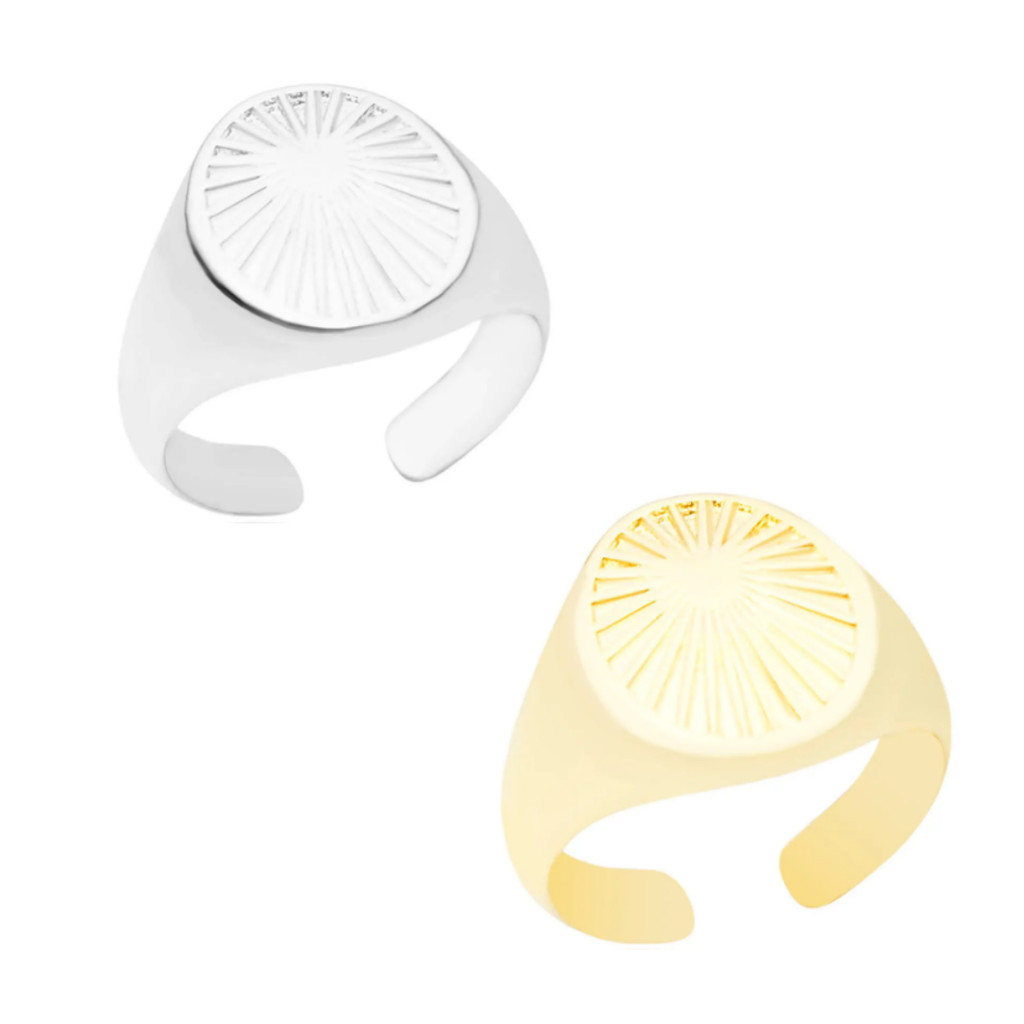 Anel Único Moderno Banhado a Ouro18K/Prata 925 Elegante Ajustável