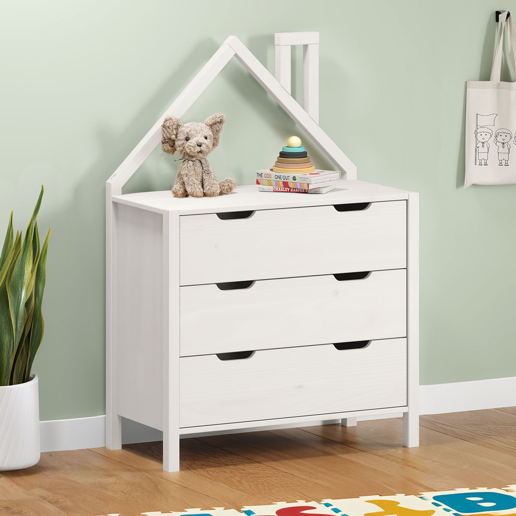 Cômoda Infantil Branco Montessori Madeira 3 Gavetas Elano em Oferta na Shopee