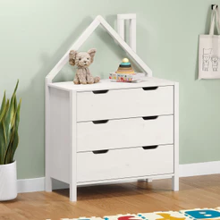 Cômoda Infantil Branco Montessori Madeira 3 Gavetas Elano