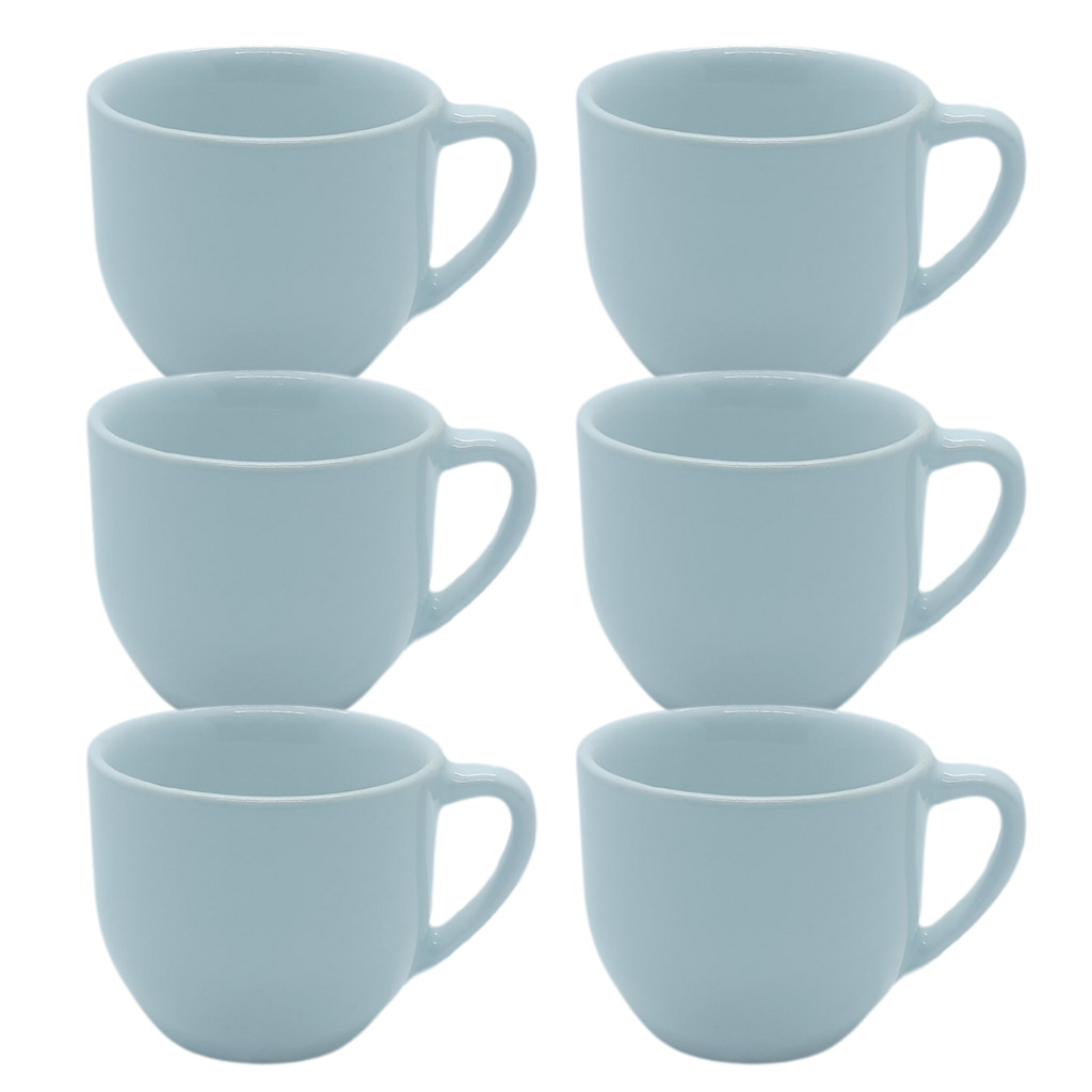 Jogo 6 Xicaras Café/Chá Cônica 170ml - Kit Porcelana Branca