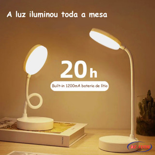 Luminária Abajur de Mesa LED Luz Recarregável Touch Haste Flexível Lâmpada De Estudo Sem F...