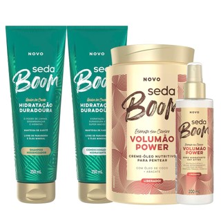 Kit Seda Boom Shampoo 250ml + Cond. 250ml + Creme 1kg + Soro em Oferta na Shopee