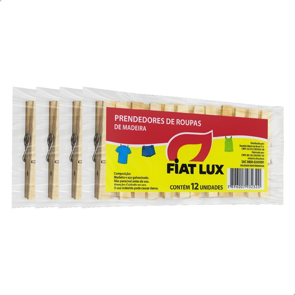 Kit 48 unidades Prendedores de Roupas Madeira Pequeno para Varal Alta Qualidade Fiat Lux