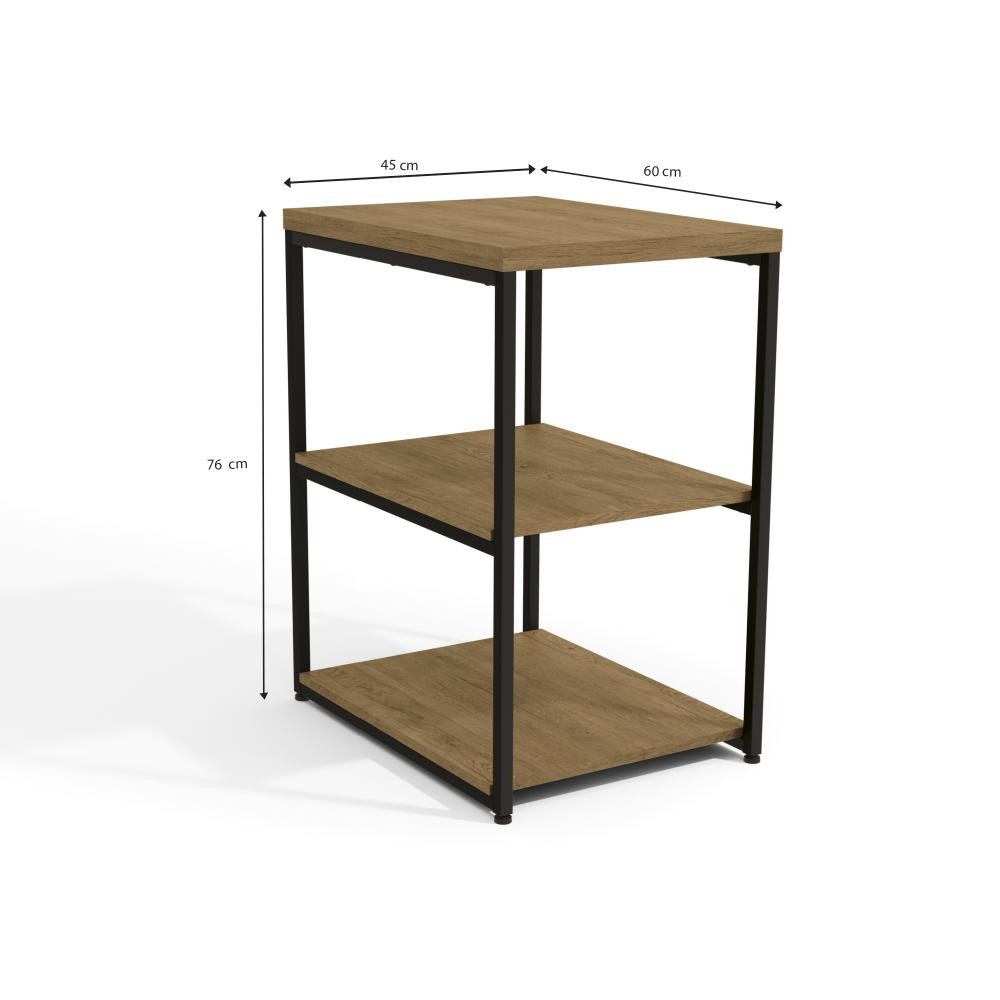Detalhes do Mesa de Apoio Industrial 3 Prateleiras Base Aço Marrom Preto