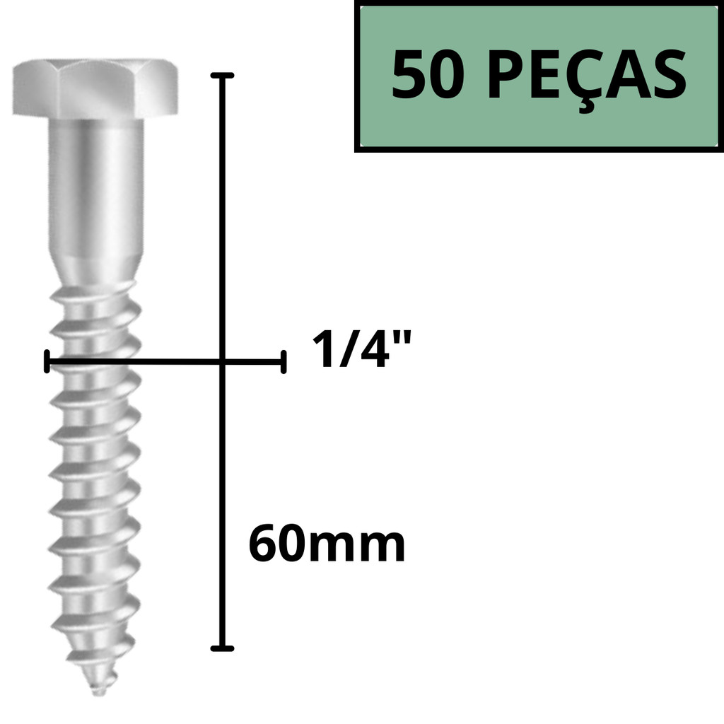 Parafuso Soberba Cab Sextavada 1/4x60 Caixa 50 Peças