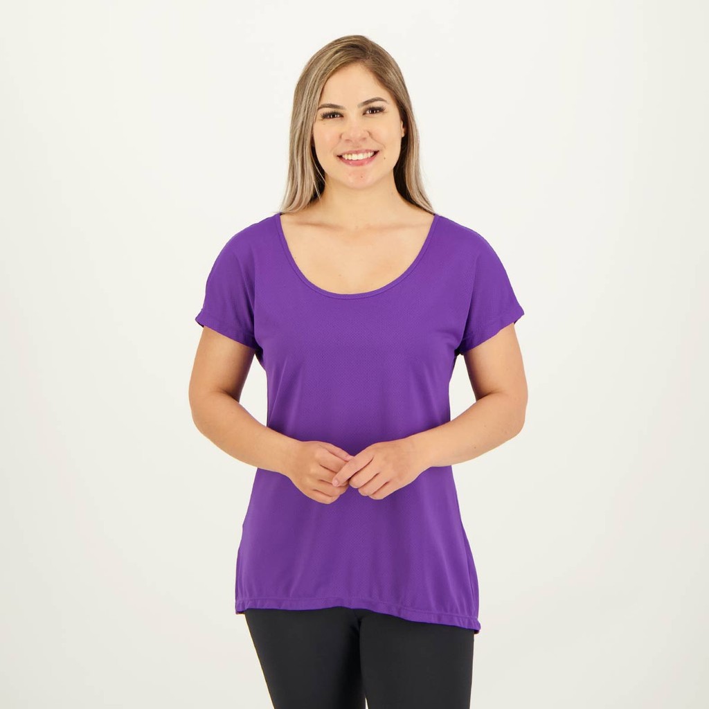 Camiseta Selene Dryfit Básica Feminina Roxa em Oferta na Shopee