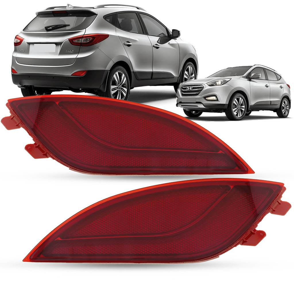Par Refletor Lanterna Parachoque Traseiro Olho de Gato Hyundai IX35 10 11 12 13 14 15 16 17 18 2019 2020 2021 2022 2023