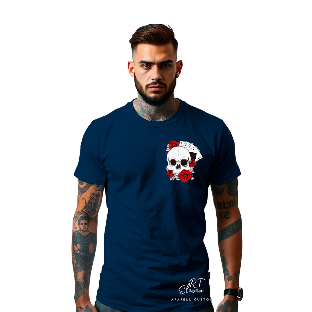 Camiseta estampada Caveira cartas Camisa  unissex 100% Algodão Malha 30.1 Camiseta masculina e Feminina