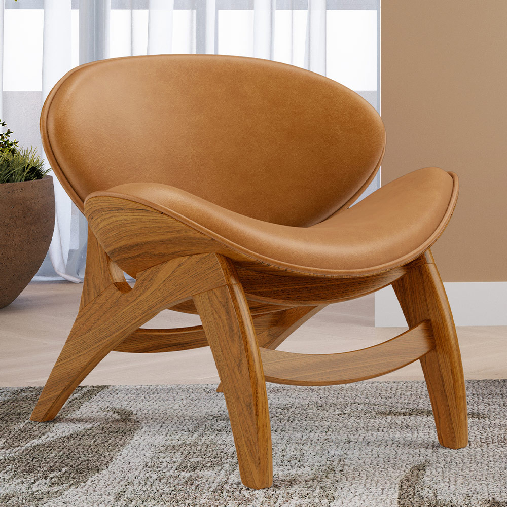 Poltrona Decorativa Orgânica Sala Living Kadosh L02 Couríssimo Canela - Lyam Decor em Oferta na Shopee