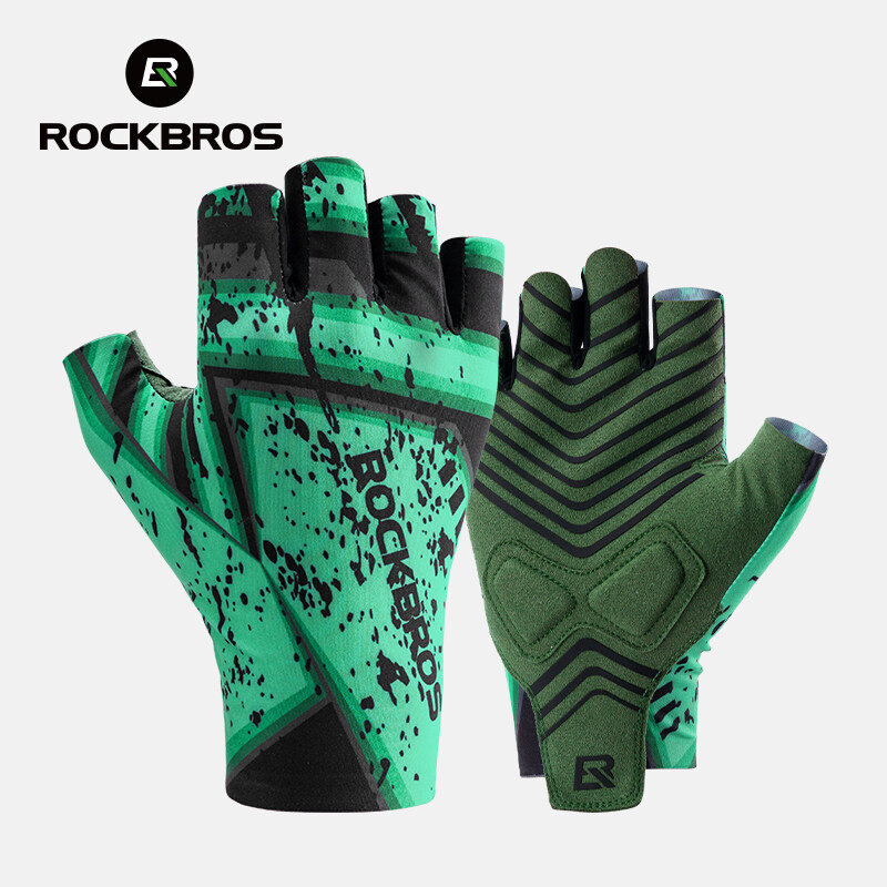 ROCKBROS Luvas De Ciclismo De Bicicleta Meio Dedo Seda Gelo SBR Absorção De Choque MTB De Estrada Anti Deslizamento Borracha Equipamentos