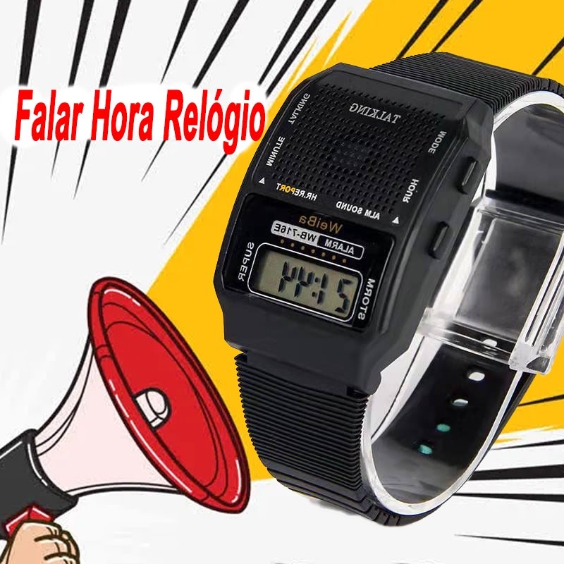 WeiBa Falar horas Relógio de cronometragem de voz relógio cego  relógio falante  relógio de alarme de música para idosos Relógio de tempo de fala