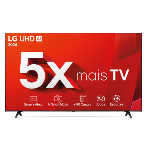 Smart TV 4K 55 LG UHD 55UT8050 Processador A5 Ger7 AI Alexa/Chromecast integrado Otimizador de Jogos webOS 24 Controle Smart Magic