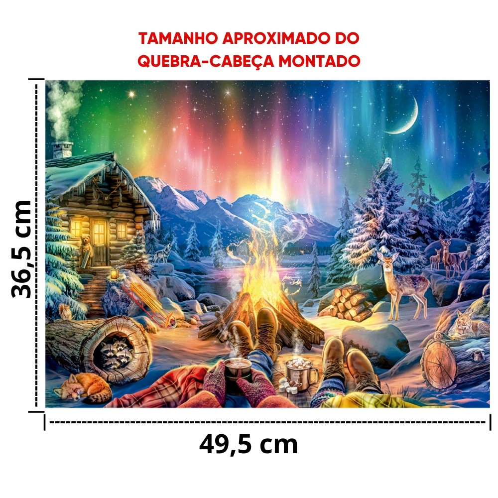 Detalhes do QUEBRA CABEÇA AURORA BOREAL 500 PEÇAS GROW PUZZLE POLO NORTE QUADRO PAISAGEM BRINQUEDO DIDÁTICO