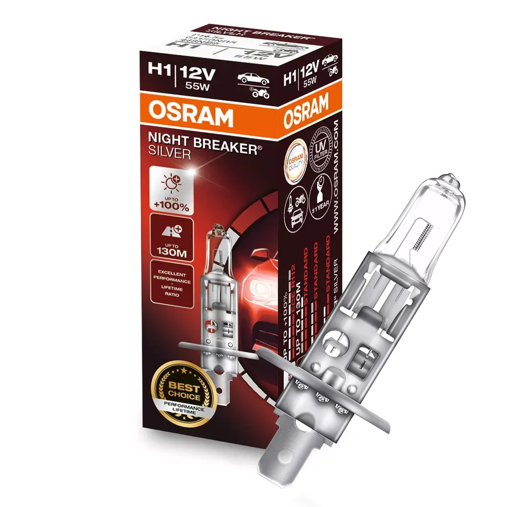 Lâmpada Osram Night Breaker Silver Amarela 3400K +100% Iluminação - Unidade - Spare Parts and Accessories for Vehicles