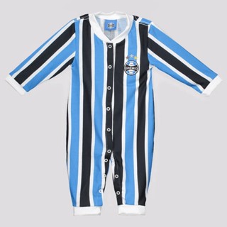 Macacão Grêmio Tricolor Manga Longa Infantil Azul e Preto em Oferta na Shopee