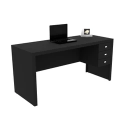 Escrivaninha Mesa Para Computador PC Home Office 155 cm 3 Gavetas Multiuso Quarto Escritório Preto