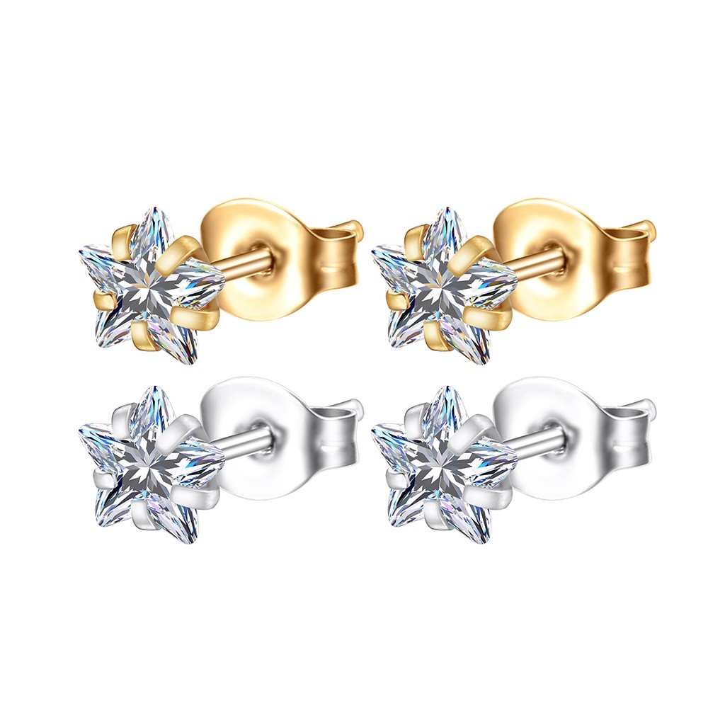 Brinco Estrela Delicado Elegante Antialérgico Femininos Aço Inoxidável Brincos de Ouro Pequenos Ponto de Luz Dourado em Oferta na Shopee